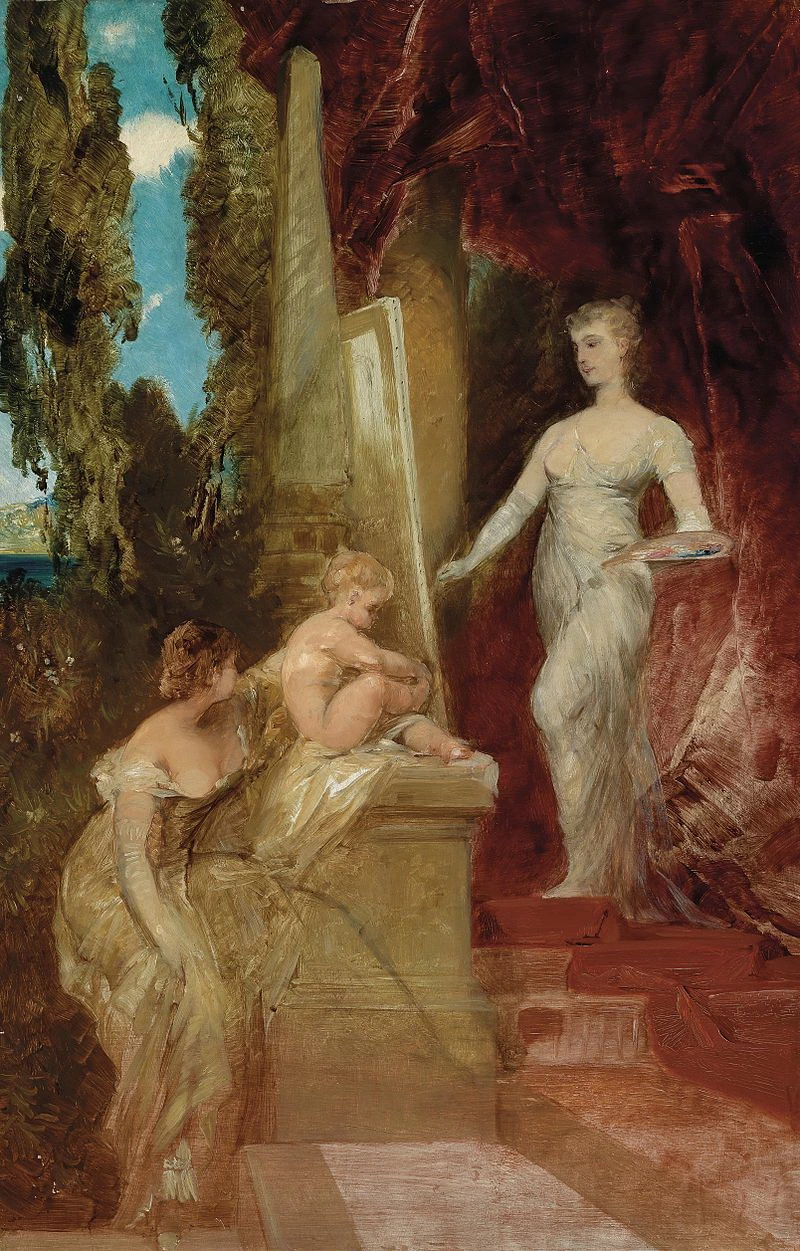 Ritratto della seconda moglie di Makart, Bertha, come pittrice al cavalletto